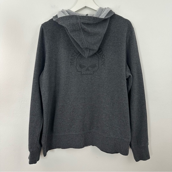 Harley Davidson Women’s Grey Skull Zip Up Jacket Size XL - Picture 2 of 4